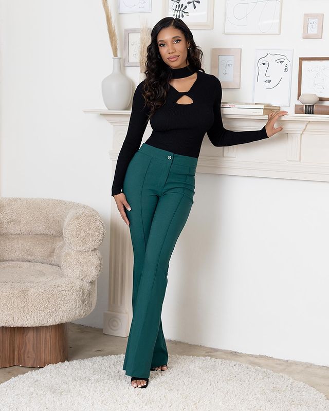 Young woman in High-Waisted Dress Pants