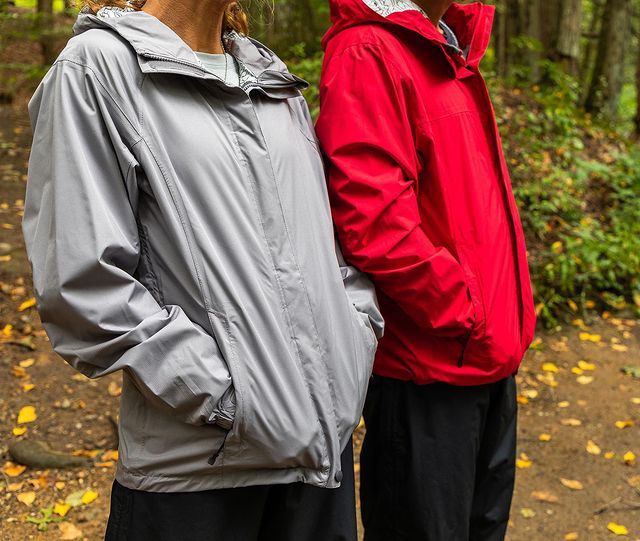 Grey and Red Packable Raincoats