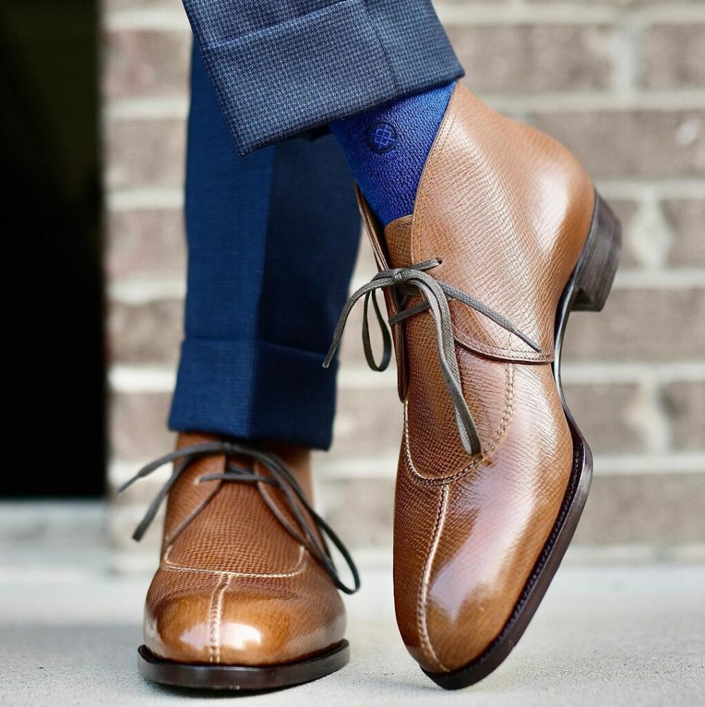 leather shoe  and dress pant